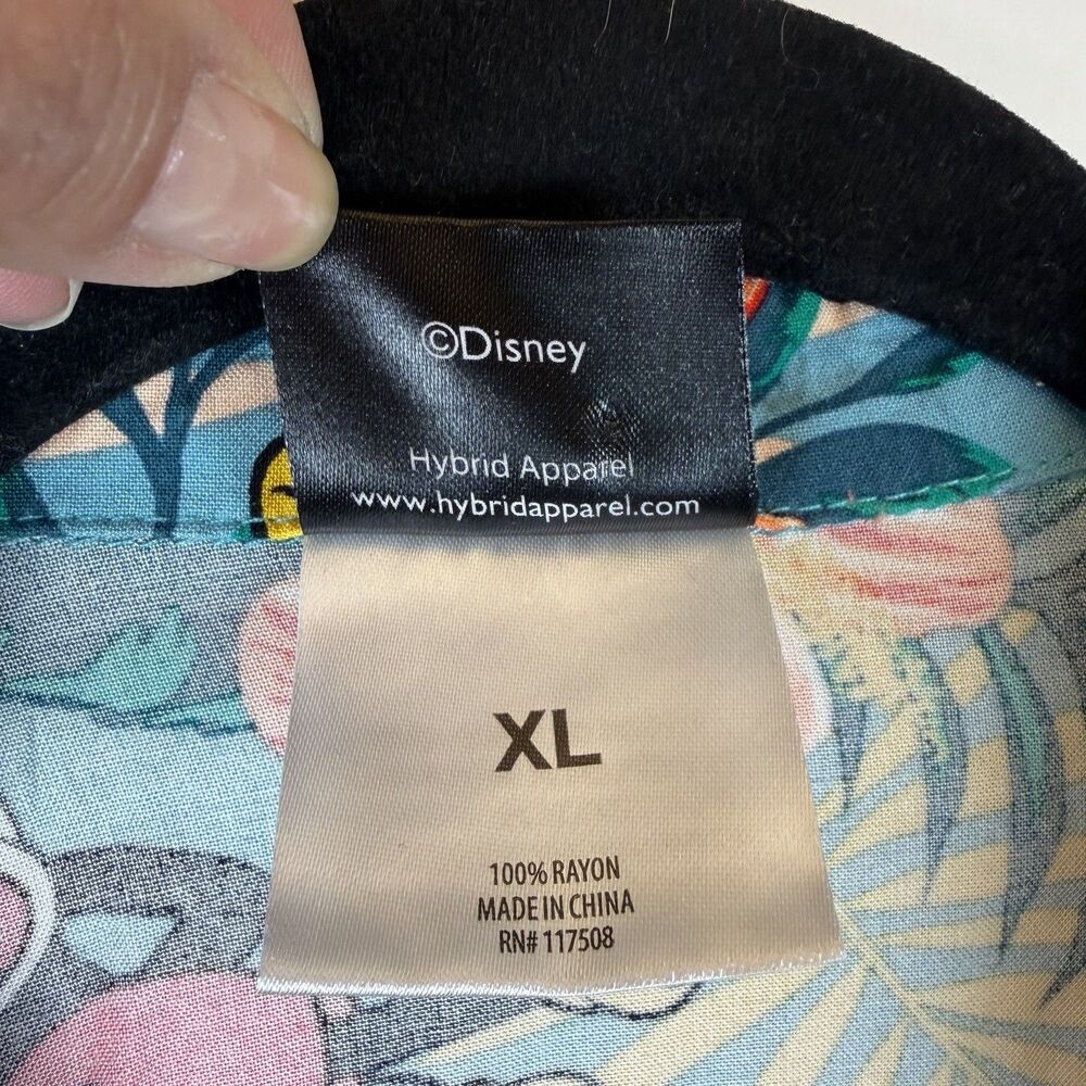 Disney Mickey Mouse Hawaiian Shirt Mens XL Floral Print Button Up Tropical Soft - Picture 7 of 9